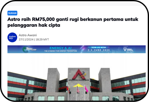News example related to copyright infringement and damages.